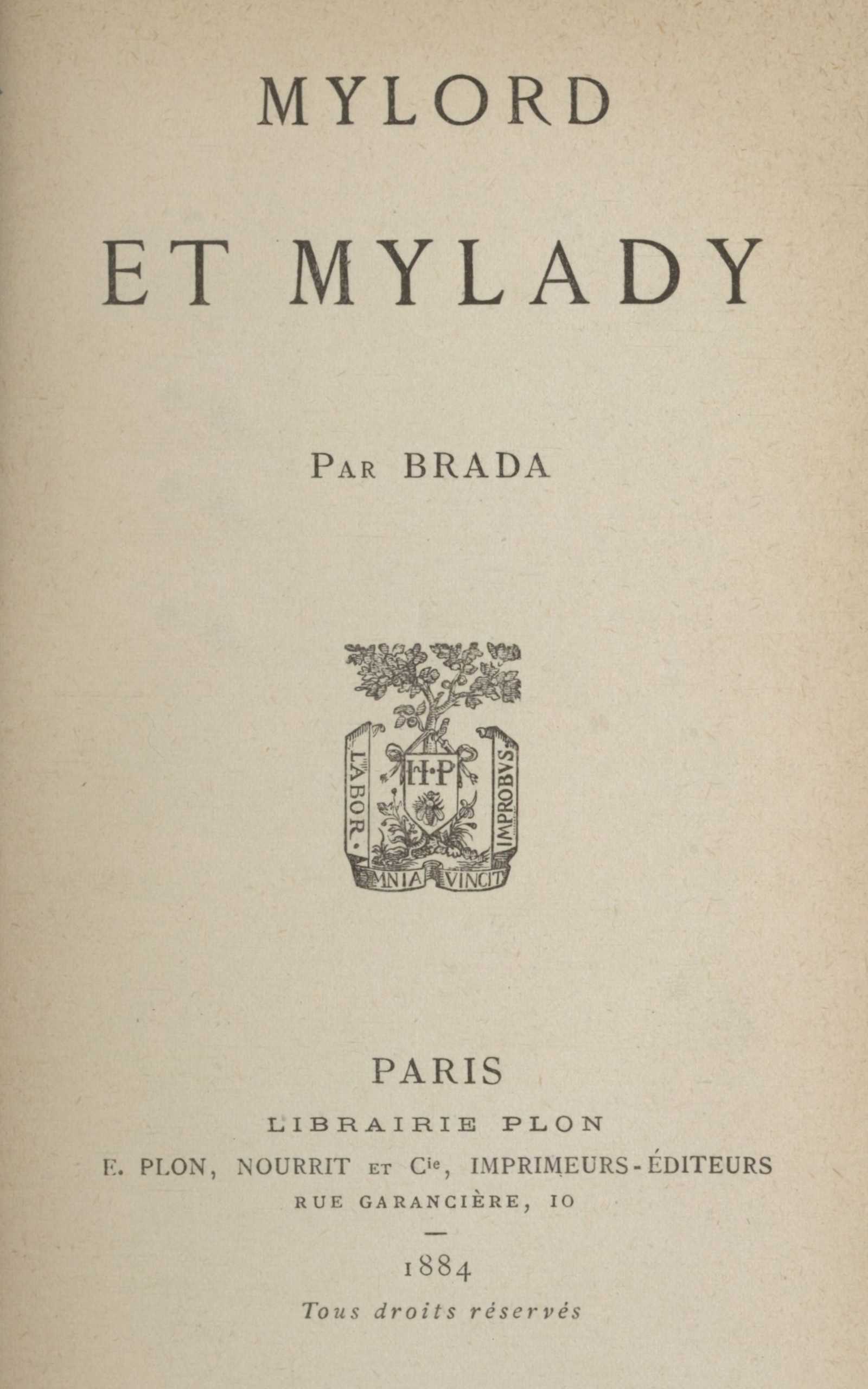 Copertina di Mylord et Mylady, di Brada