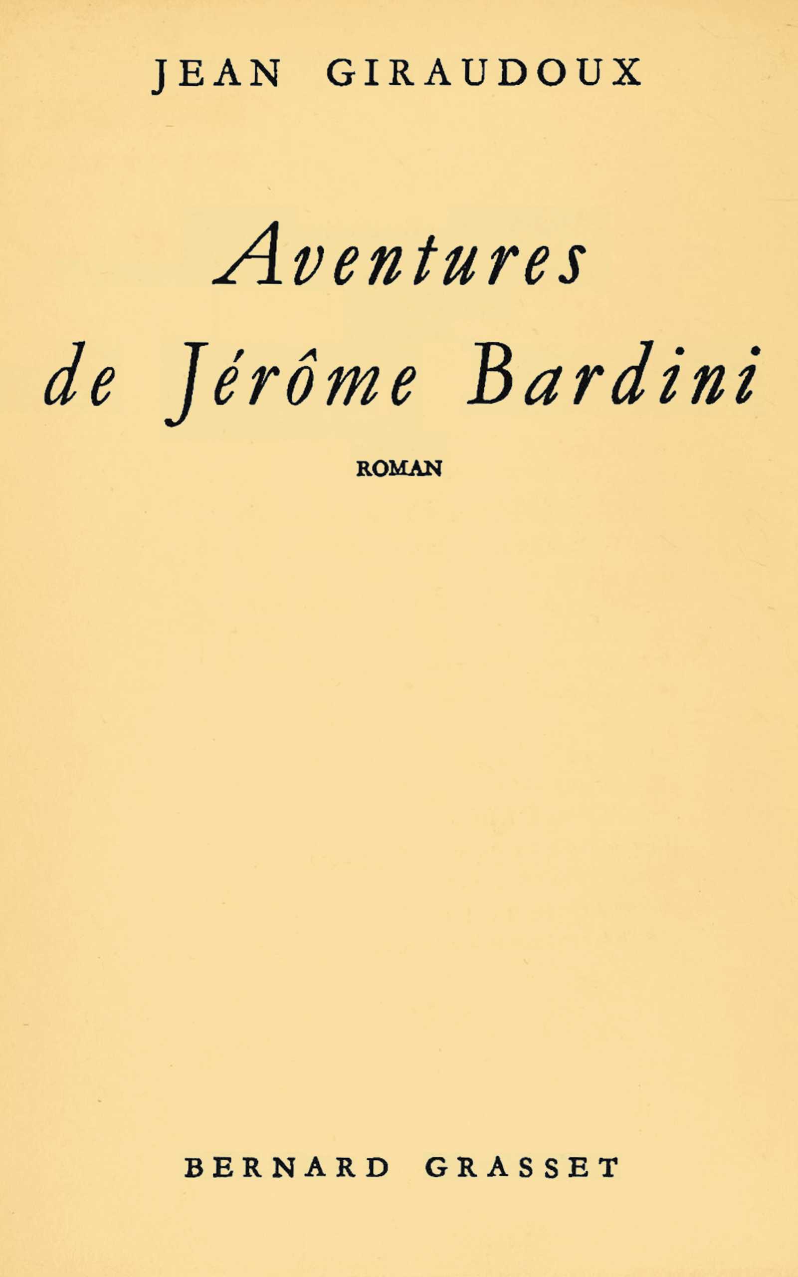 Copertina di Aventures de Jérôme Bardini, di Jean Giraudoux