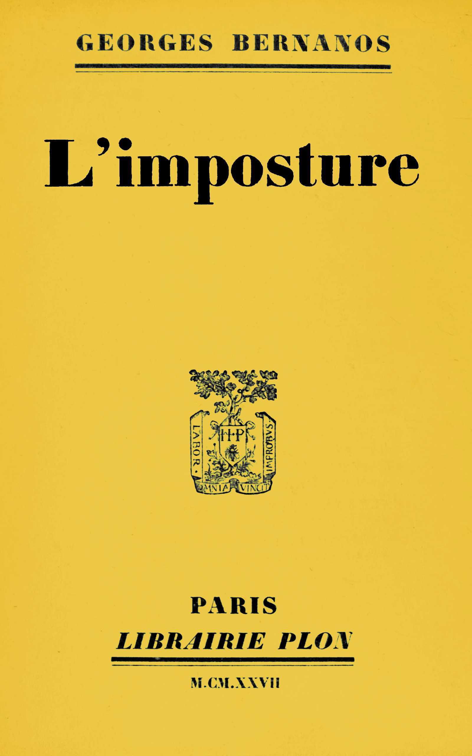 Portada de L'imposture, de Georges Bernanos