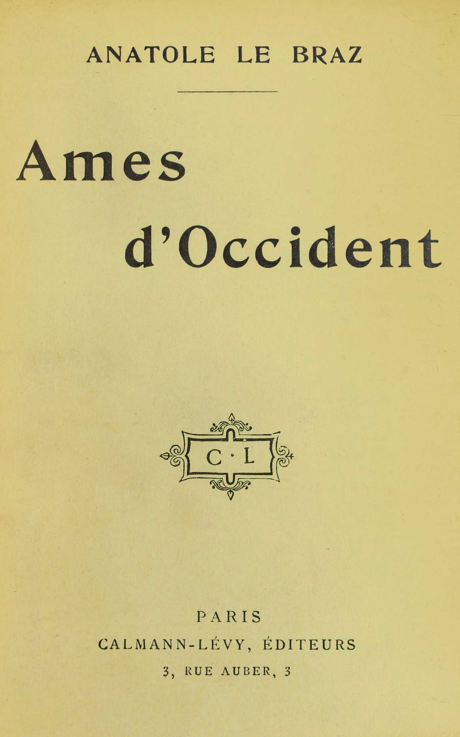 Copertina di Ames d'Occident, di Anatole Le Braz