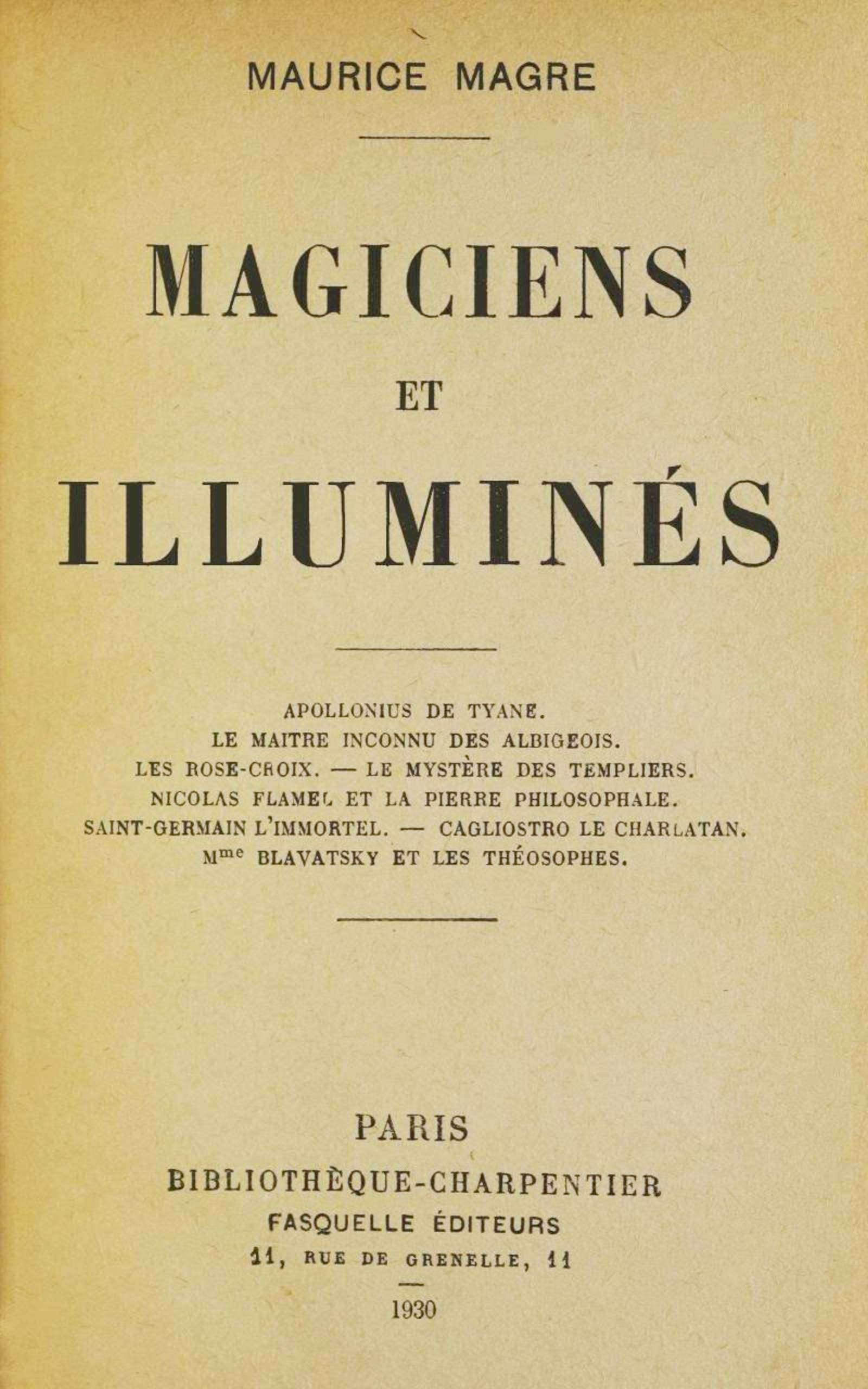 Portada de Magiciens et illuminés, de Maurice Magre
