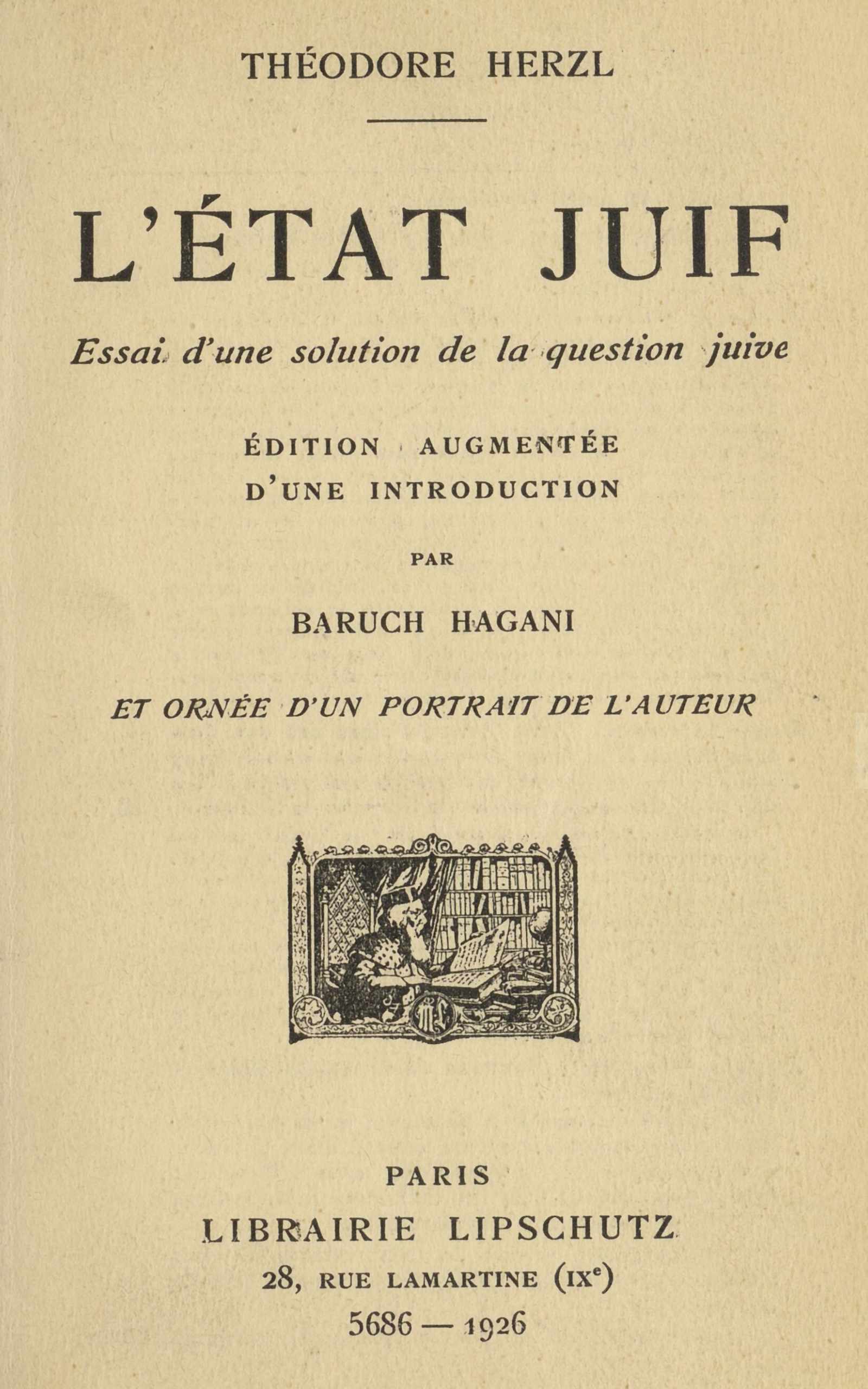 Capa de L'État juif, de Theodor Herzl