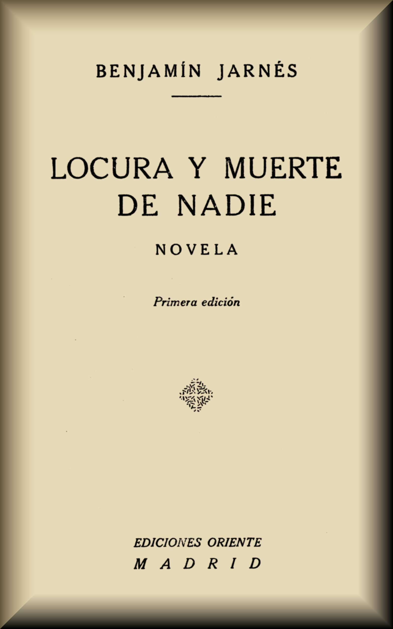 Cover of Locura y muerte de Nadie by Benjamín Jarnés