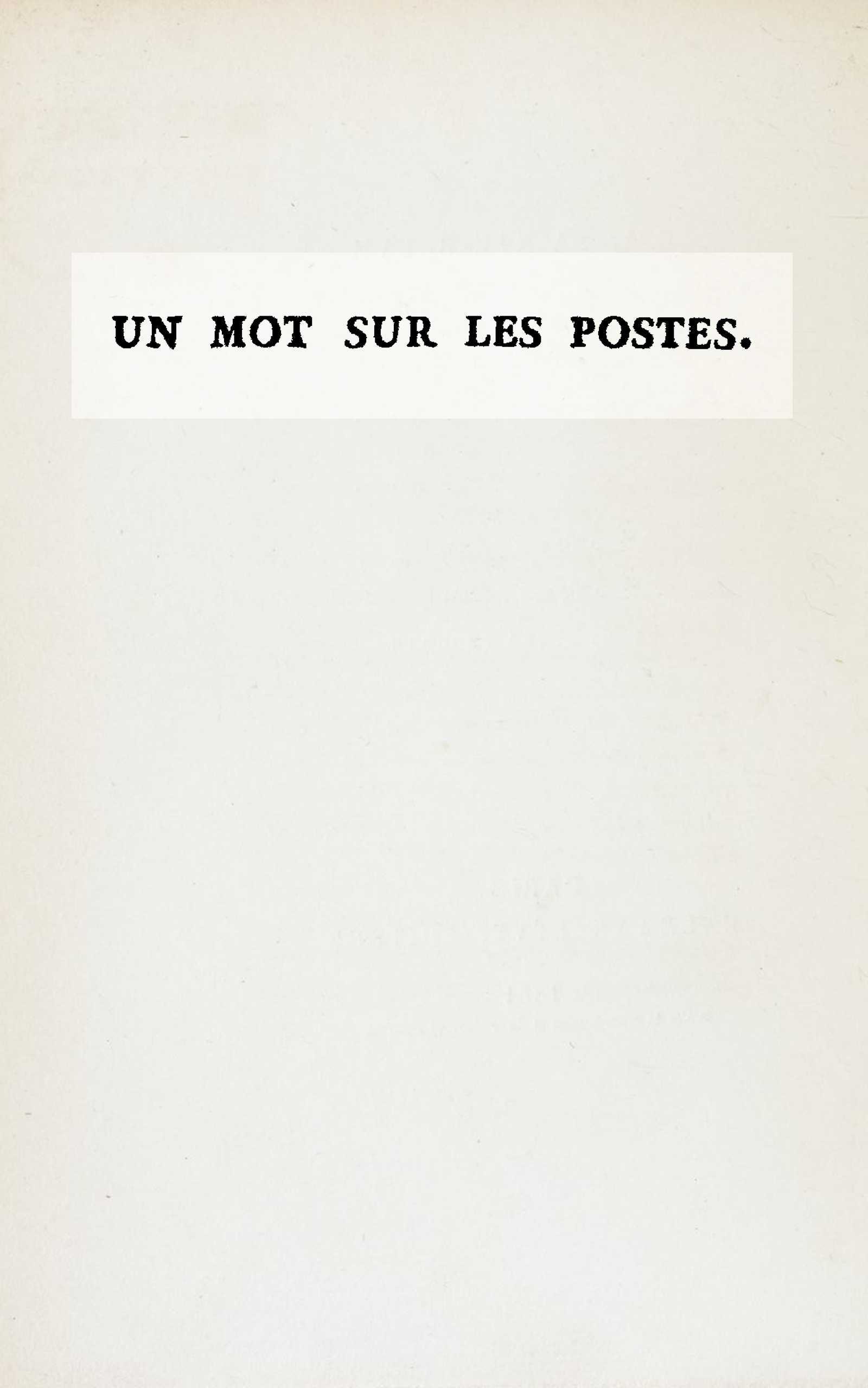 Copertina di Un mot sur les postes, di commis des Postes Ch. Dugas