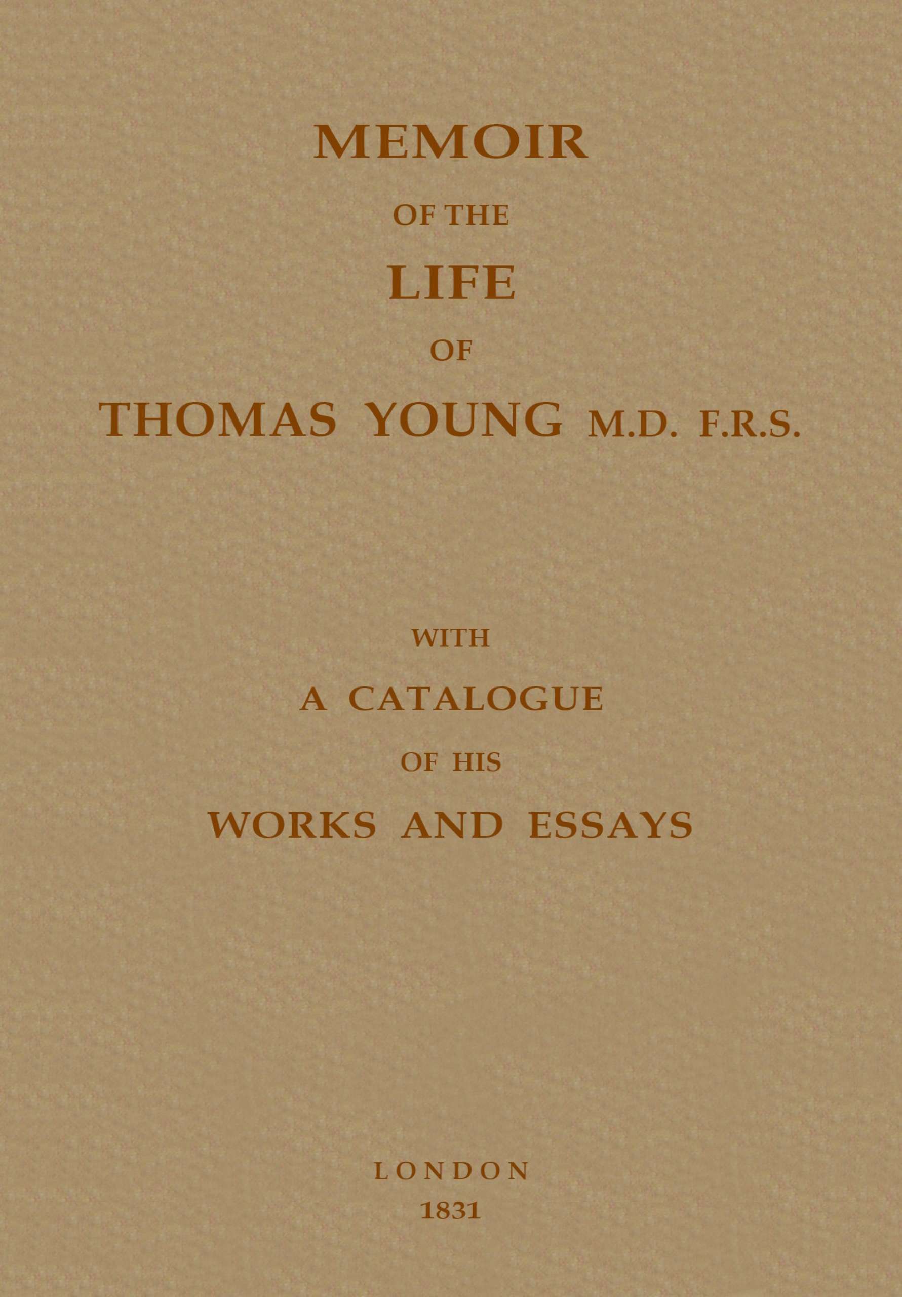 Capa de Memoir of the life of Thomas Young, de Hudson Gurney