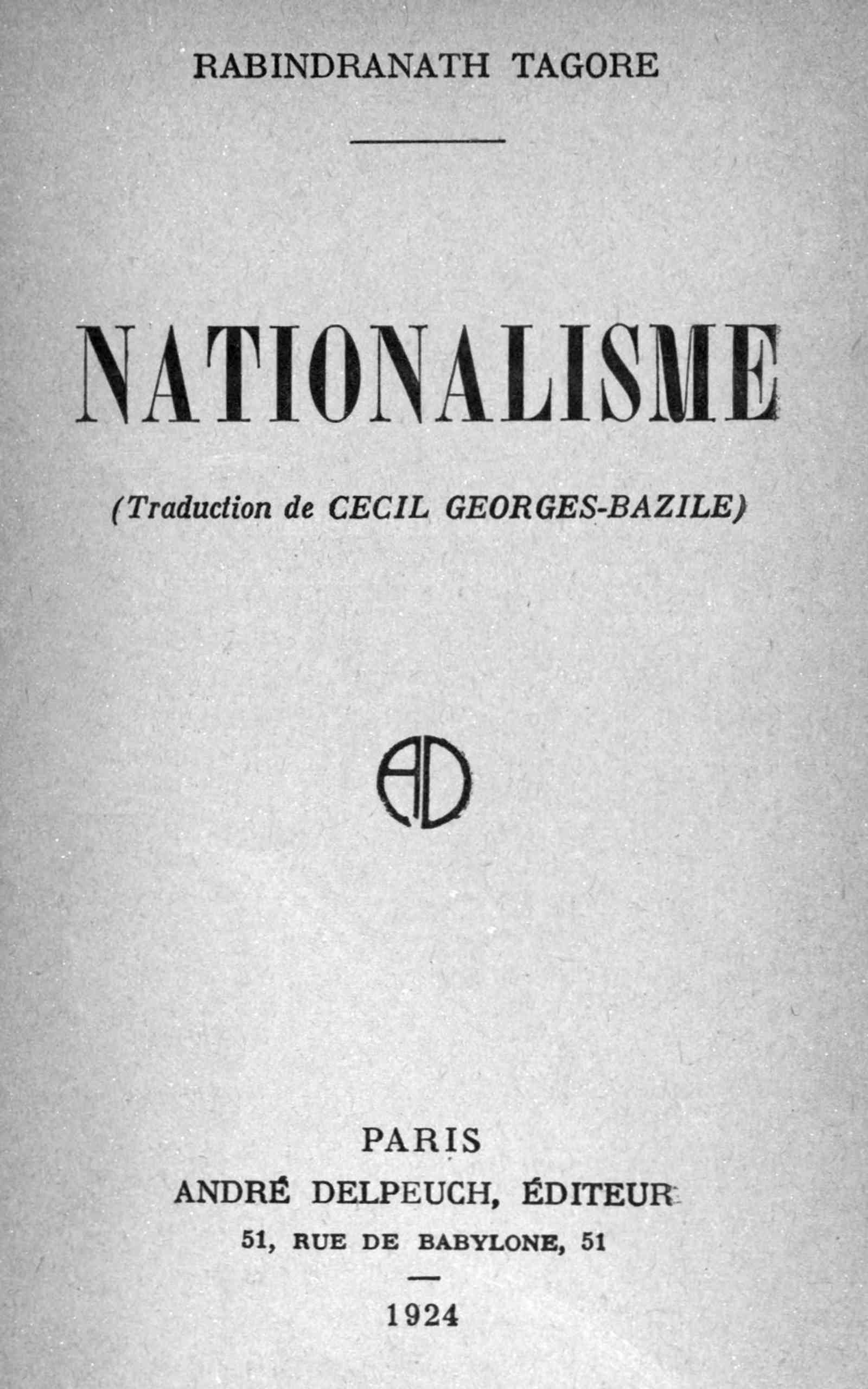 Couverture de Nationalisme par Rabindranath Tagore